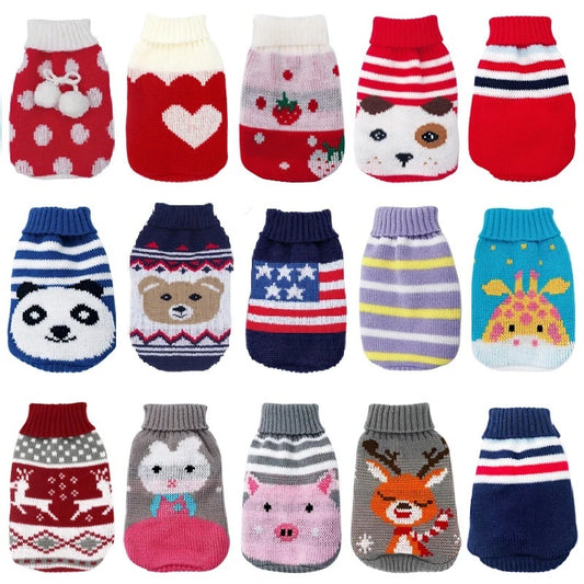 Roupas de cachorro de desenho animado de Natal, suéter quente para gatos, suéter para cães pequenos, roupas para animais de estimação, casaco de tricô, pano de crochê, jersey Perro 30S1