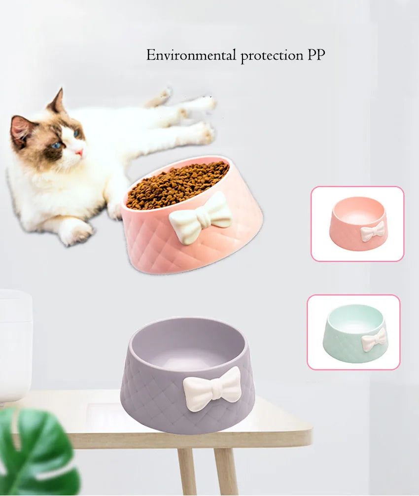 Tigelas de comida para cães de estimação, tigela de alimentação para filhotes com laço adorável, tigela de alimentação para gatos com laço para água, tigelas de alimentação para animais de estimação com laço doce princesa