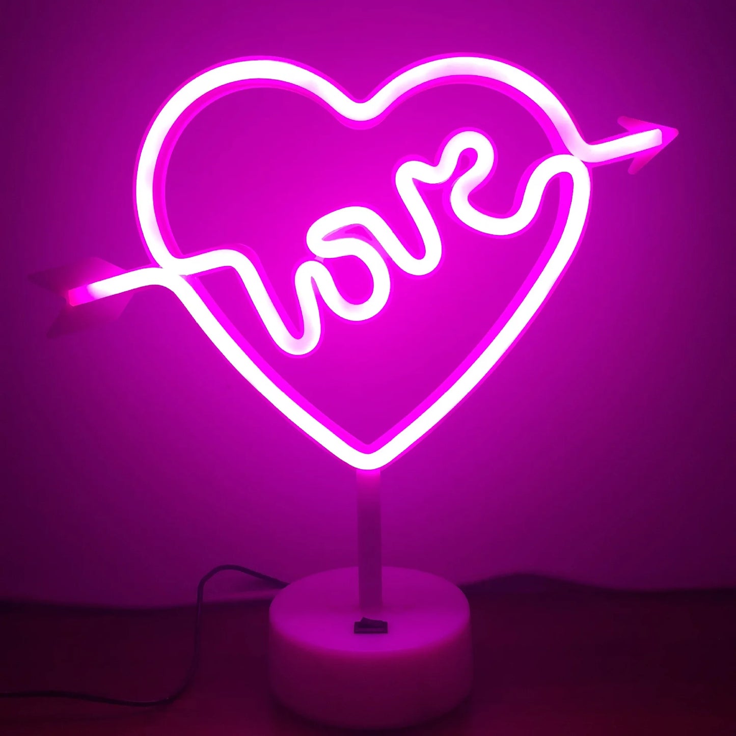 Luz de neon LED USB para letreiro, lâmpada noturna de flamingo para festas de Natal, decoração de casamento, presente para casa, luz de neon em forma de coração