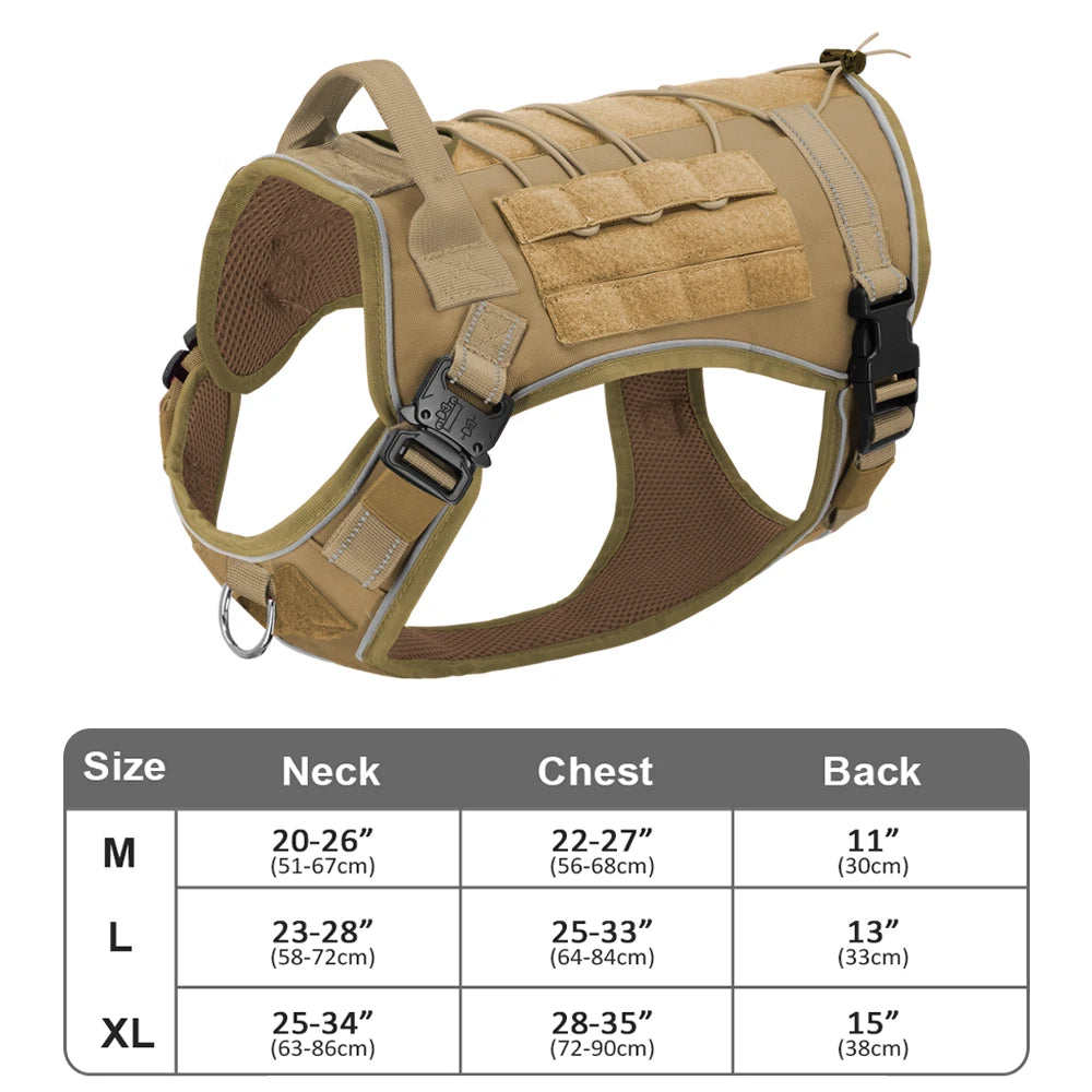 Arnês tático para cães, ajustável, sem puxar, para treinamento militar de animais de estimação, colete Molle com alça para cães de médio e grande porte, para caminhadas ao ar livre