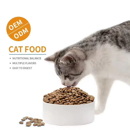 Fábrica de ração chinesa OEM para gatos, alta nutrição, 10 kg, sabor frango, ração seca, bom preço, sem grãos, atacado, fornecimento a granel