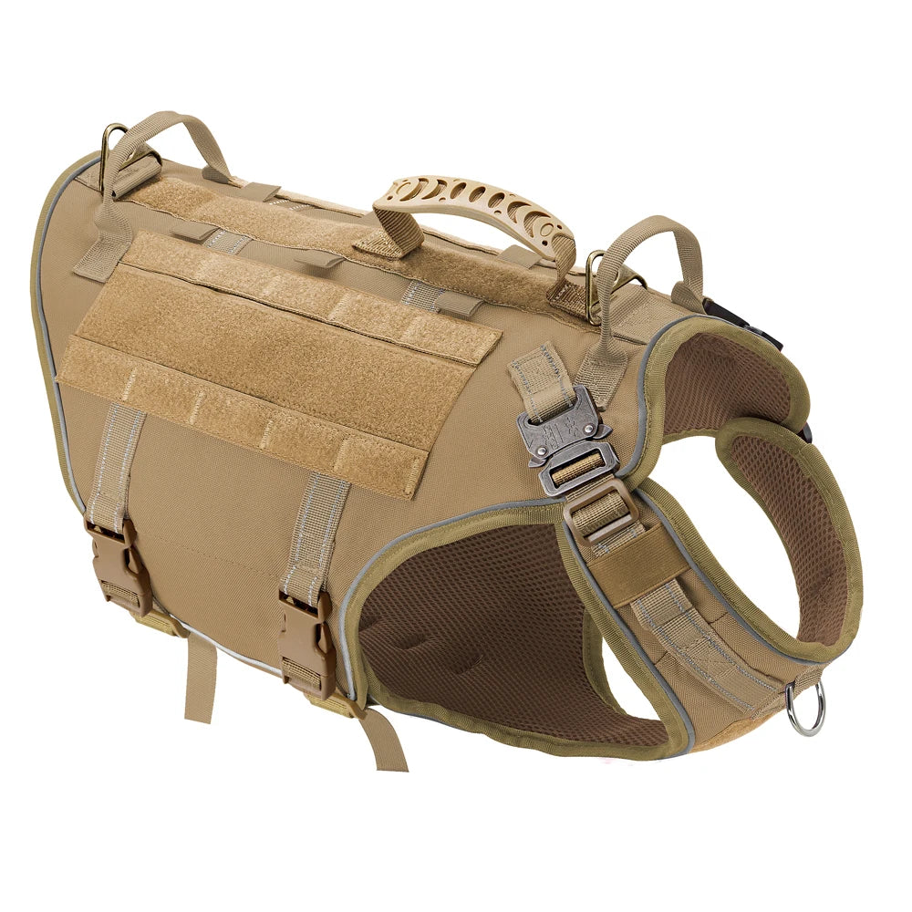 Arnês tático para cães, ajustável, sem puxar, para treinamento militar de animais de estimação, colete Molle com alça para cães de médio e grande porte, para caminhadas ao ar livre
