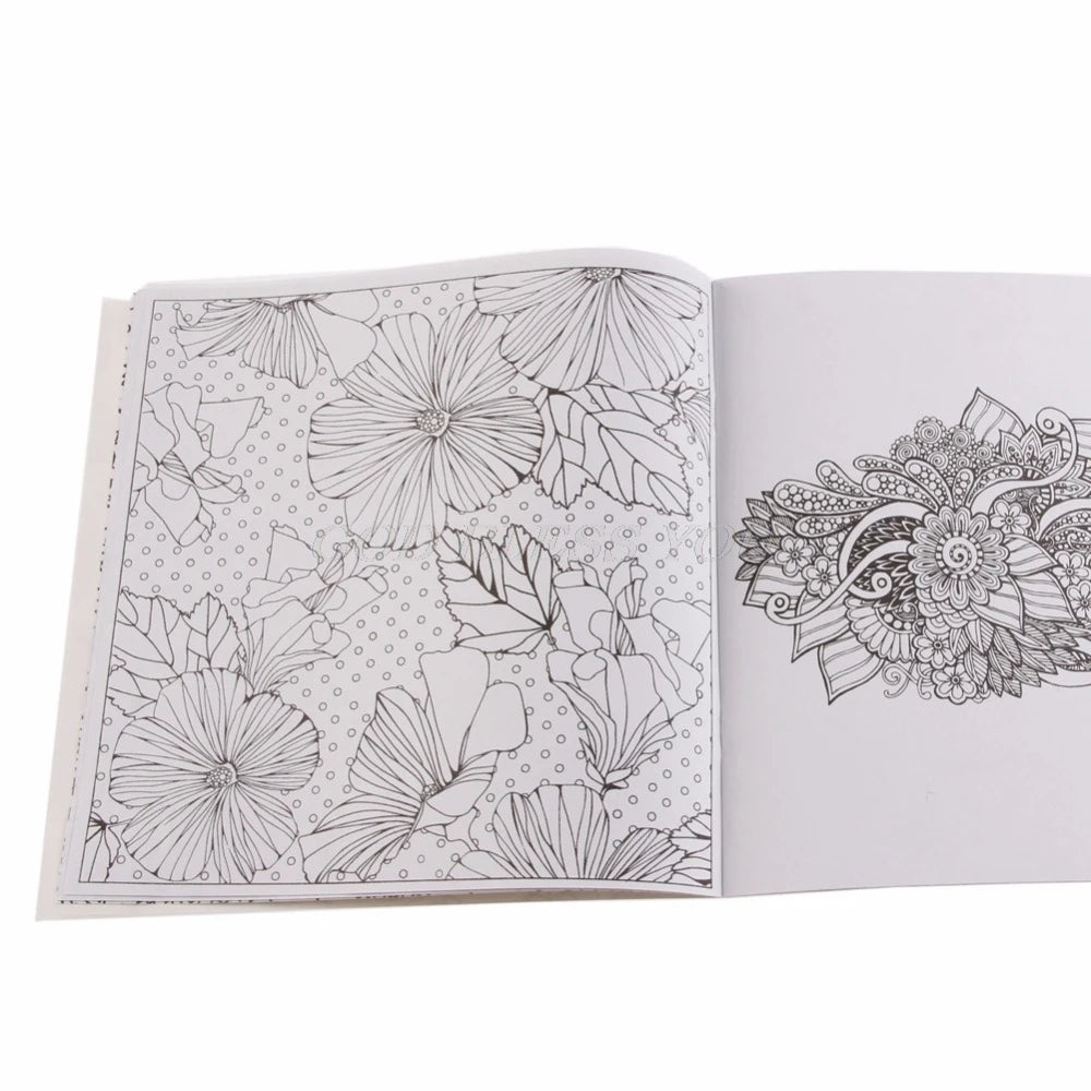 1 peça 12 páginas mandalas livro de colorir de flores para crianças e adultos aliviar o estresse matar o tempo grafite pintura desenho livro de arte