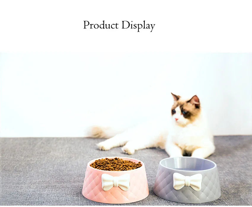 Tigelas de comida para cães de estimação, tigela de alimentação para filhotes com laço adorável, tigela de alimentação para gatos com laço para água, tigelas de alimentação para animais de estimação com laço doce princesa