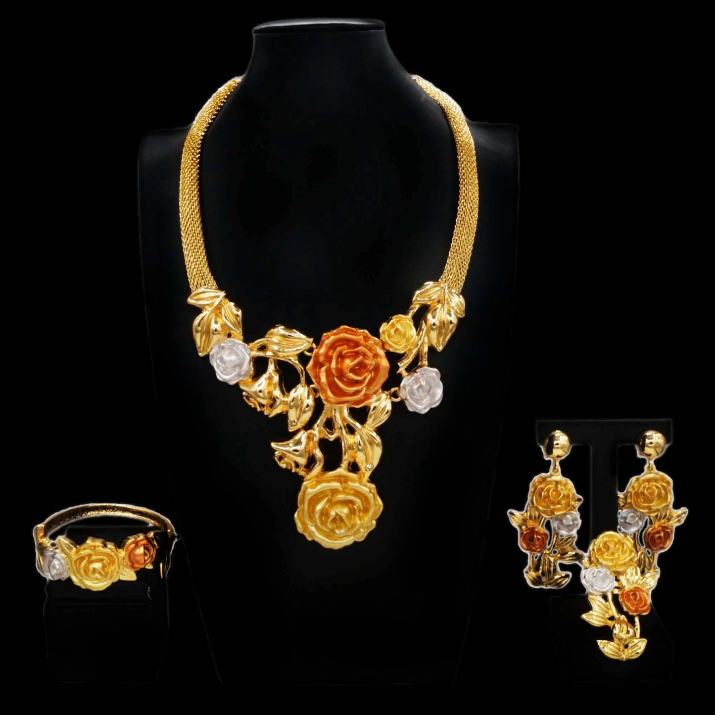 Conjunto de joias grandes de ouro brasileiro de alta qualidade Zhuerrui, acessórios clássicos para festa de casamento, joias, conjuntos de colares italianos H0085