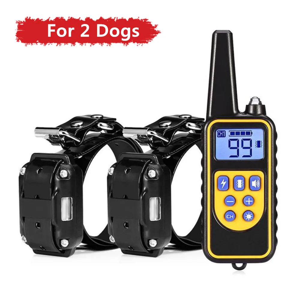 Coleira elétrica para treinamento de cães, antilatidos, à prova d'água, recarregável, controle remoto para animais de estimação, para todos os tamanhos, choque, vibração, som