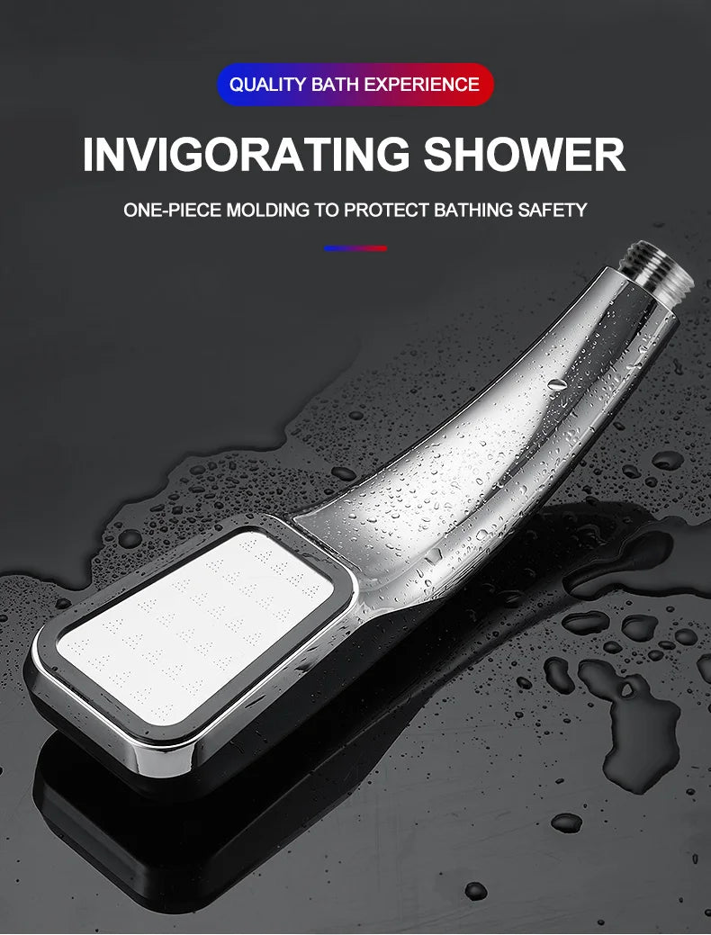 Chuveiro de alta pressão com 300 furos, economia de água e fluxo de chuva com bico pulverizador ABS cromado, acessórios quadrados para banheiro