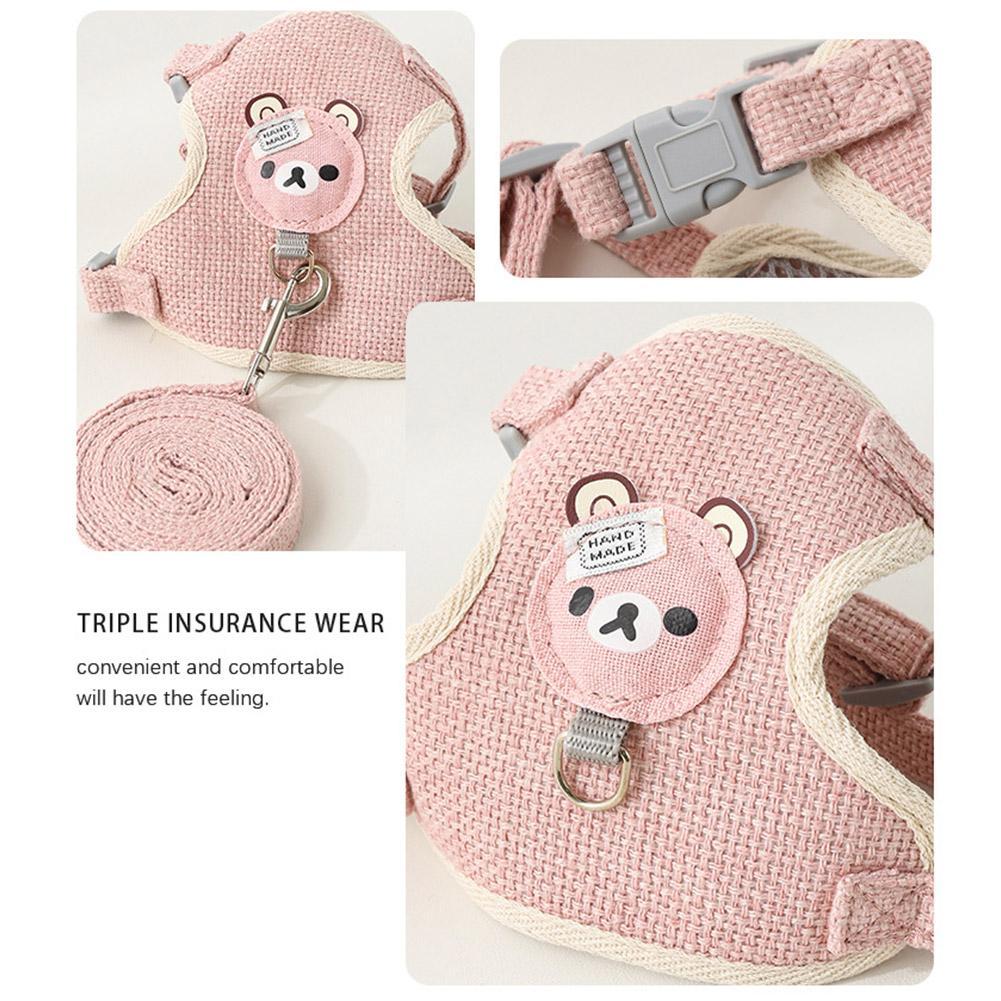 Adorável colete para animais de estimação pequenos, alça no peito, coleira para cães, corda de tração para caminhada, cão, gato, coelho, colete, arnês, poodle, coleira, acessórios para cães