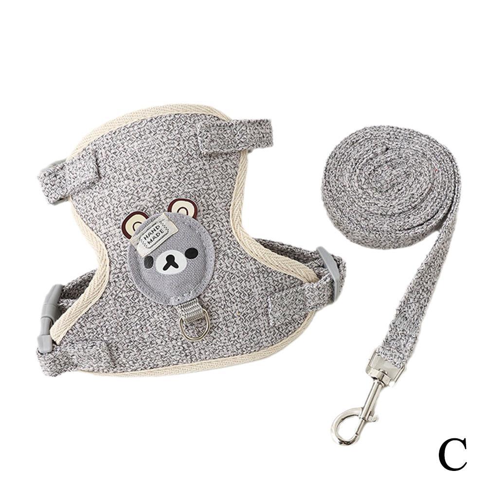 Adorável colete para animais de estimação pequenos, alça no peito, coleira para cães, corda de tração para caminhada, cão, gato, coelho, colete, arnês, poodle, coleira, acessórios para cães