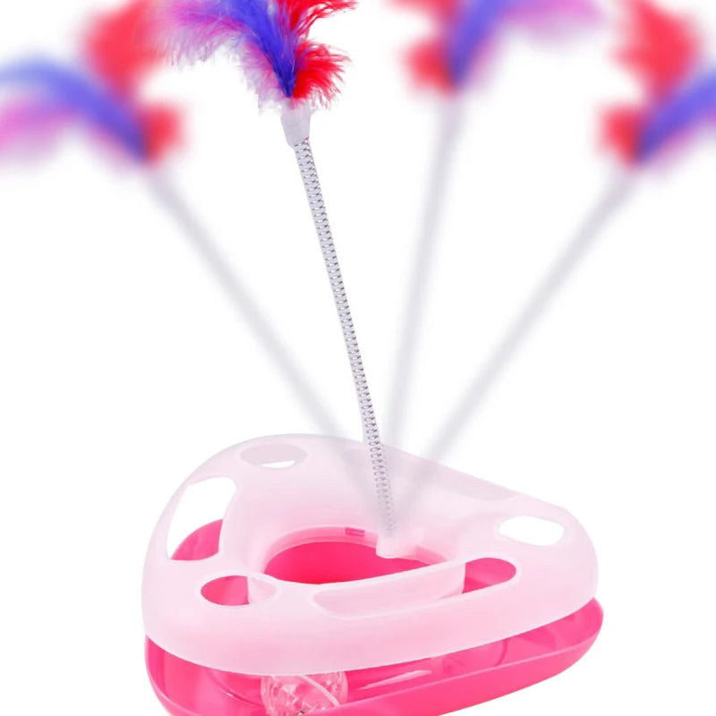 Brinquedo giratório de treinamento para gatos, brinquedo divertido de treinamento, plataforma giratória de penas para gatos, brinquedos interativos para cães pequenos, suprimentos para animais de estimação