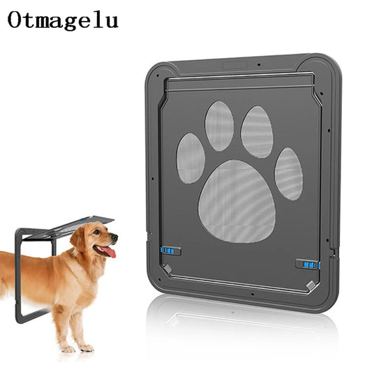 Porta de plástico com trava de 4 vias para animais de estimação, cães grandes, gatos, tela, janela, portão de segurança, túnel para animais de estimação, cerca para cães, porta de acesso livre para casa