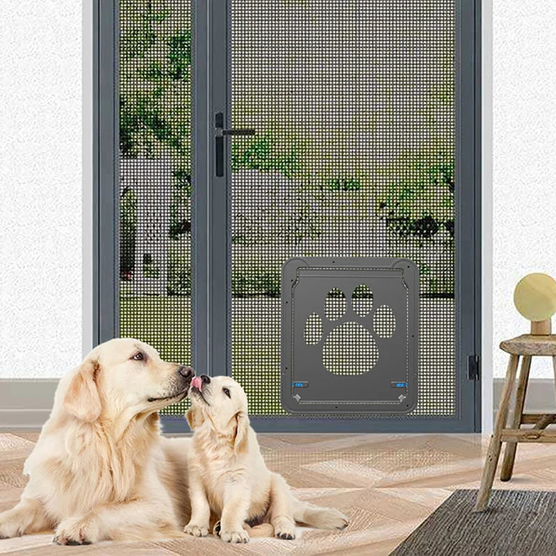 Porta de plástico com trava de 4 vias para animais de estimação, cães grandes, gatos, tela, janela, portão de segurança, túnel para animais de estimação, cerca para cães, porta de acesso livre para casa
