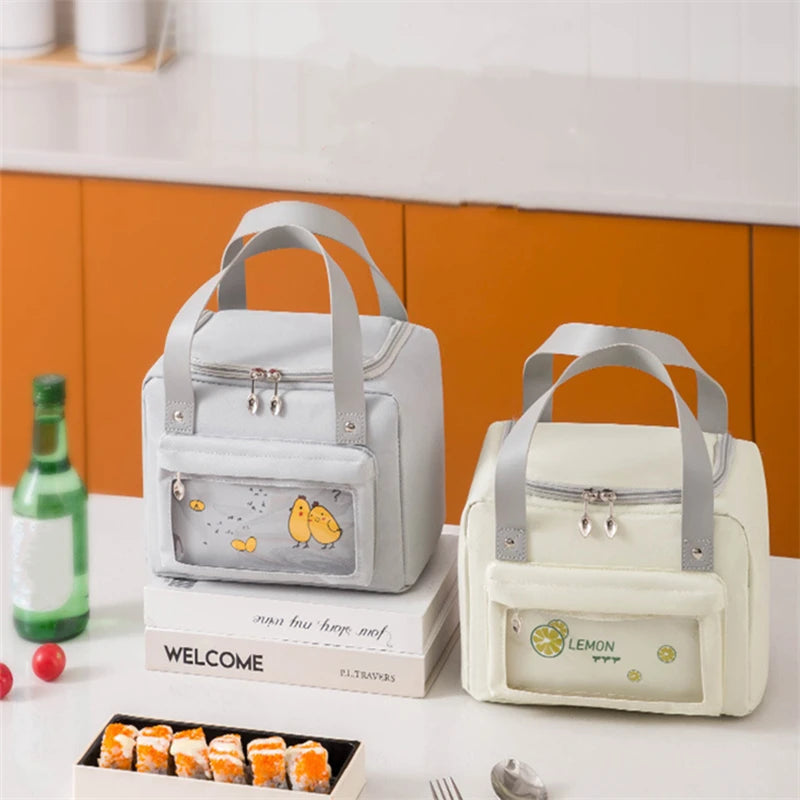 Lancheira térmica à prova d'água com isolamento térmico para mulheres e crianças, bolsa térmica Bento para piquenique ao ar livre, recipiente para armazenamento de alimentos