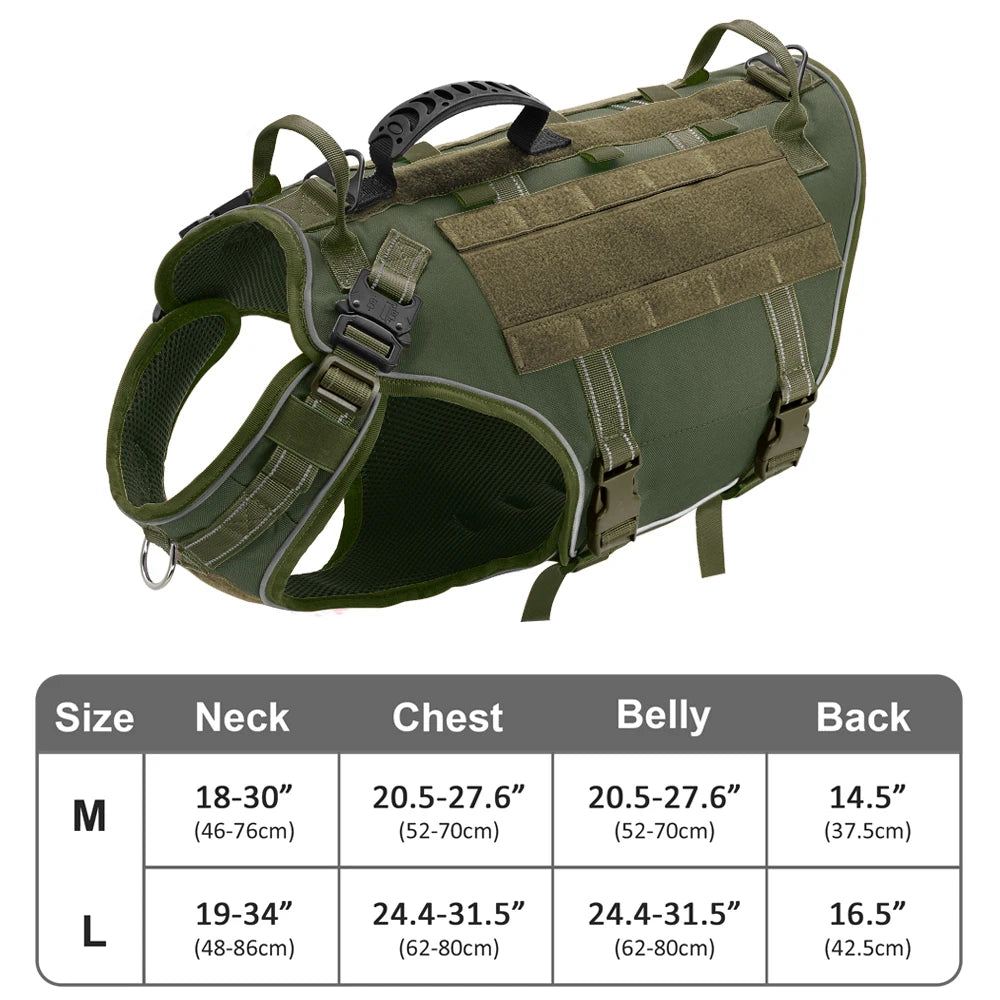 Arnês tático para cães, ajustável, sem puxar, para treinamento militar de animais de estimação, colete Molle com alça para cães de médio e grande porte, para caminhadas ao ar livre