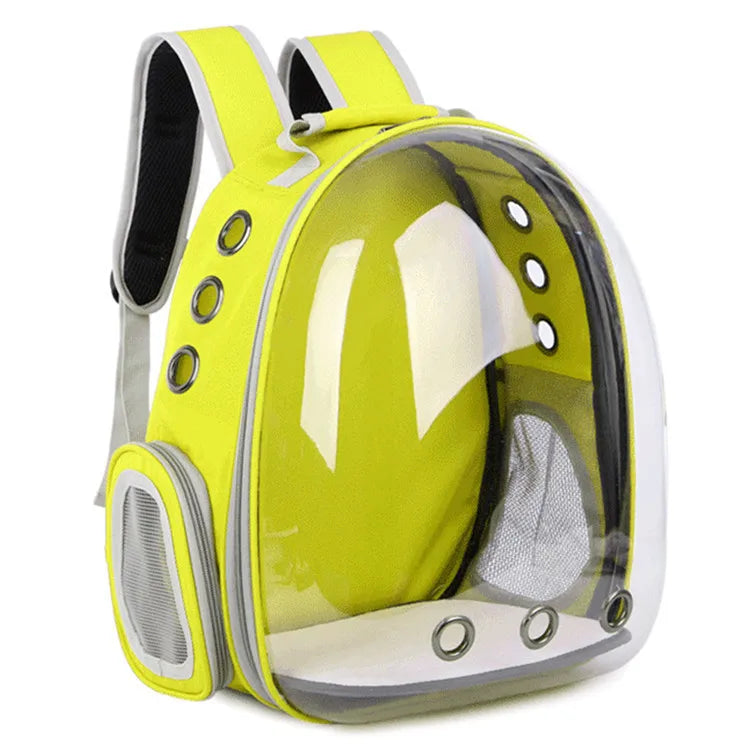 Mochila transparente para transporte de animais de estimação, grande capacidade, portátil, para cães e gatos, com zíper, respirável e resistente para transporte em viagens