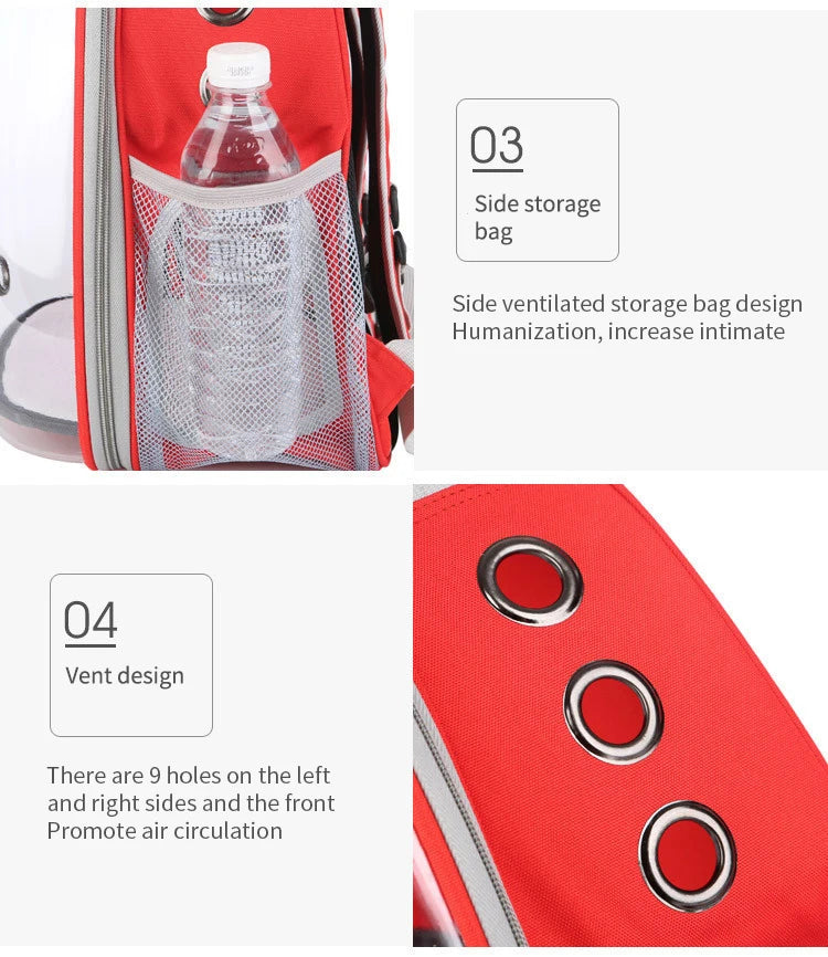 Mochila transparente para transporte de animais de estimação, grande capacidade, portátil, para cães e gatos, com zíper, respirável e resistente para transporte em viagens