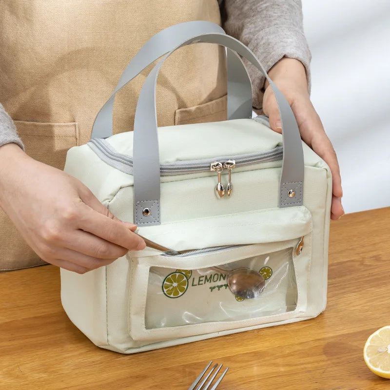 Lancheira térmica à prova d'água com isolamento térmico para mulheres e crianças, bolsa térmica Bento para piquenique ao ar livre, recipiente para armazenamento de alimentos