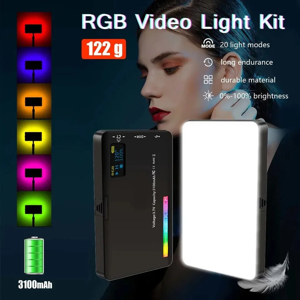 20 efeitos de luz mini RGB LED luz de vídeo fotografia painel de iluminação na câmera com CRI95 + 2500-9000K display LCD sapata fria