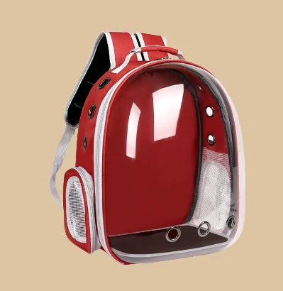 Mochila transparente para transporte de animais de estimação, grande capacidade, portátil, para cães e gatos, com zíper, respirável e resistente para transporte em viagens