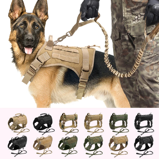 Arnês tático para cães, ajustável, sem puxar, para treinamento militar de animais de estimação, colete Molle com alça para cães de médio e grande porte, para caminhadas ao ar livre