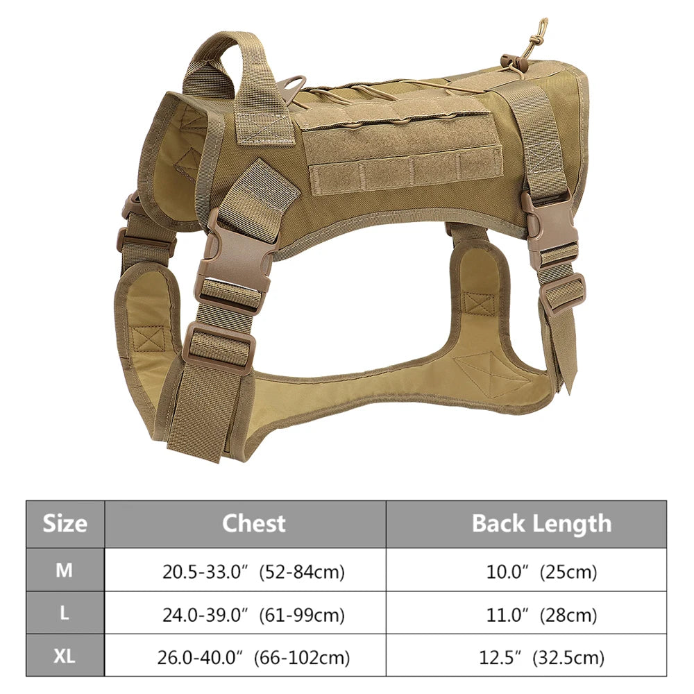 Arnês tático para cães, ajustável, sem puxar, para treinamento militar de animais de estimação, colete Molle com alça para cães de médio e grande porte, para caminhadas ao ar livre