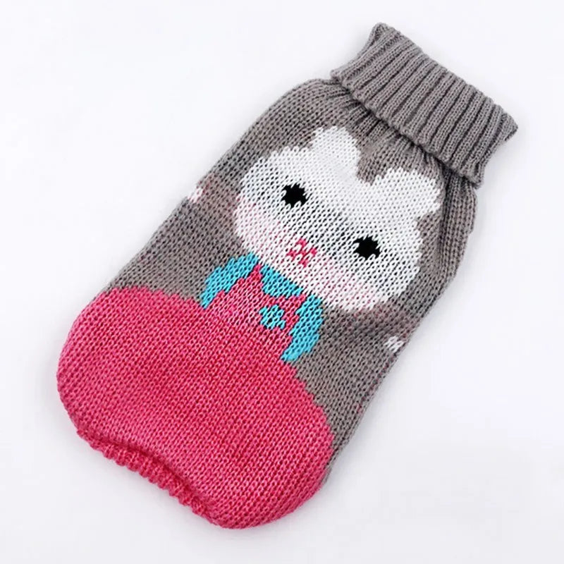 Roupas de cachorro de desenho animado de Natal, suéter quente para gatos, suéter para cães pequenos, roupas para animais de estimação, casaco de tricô, pano de crochê, jersey Perro 30S1