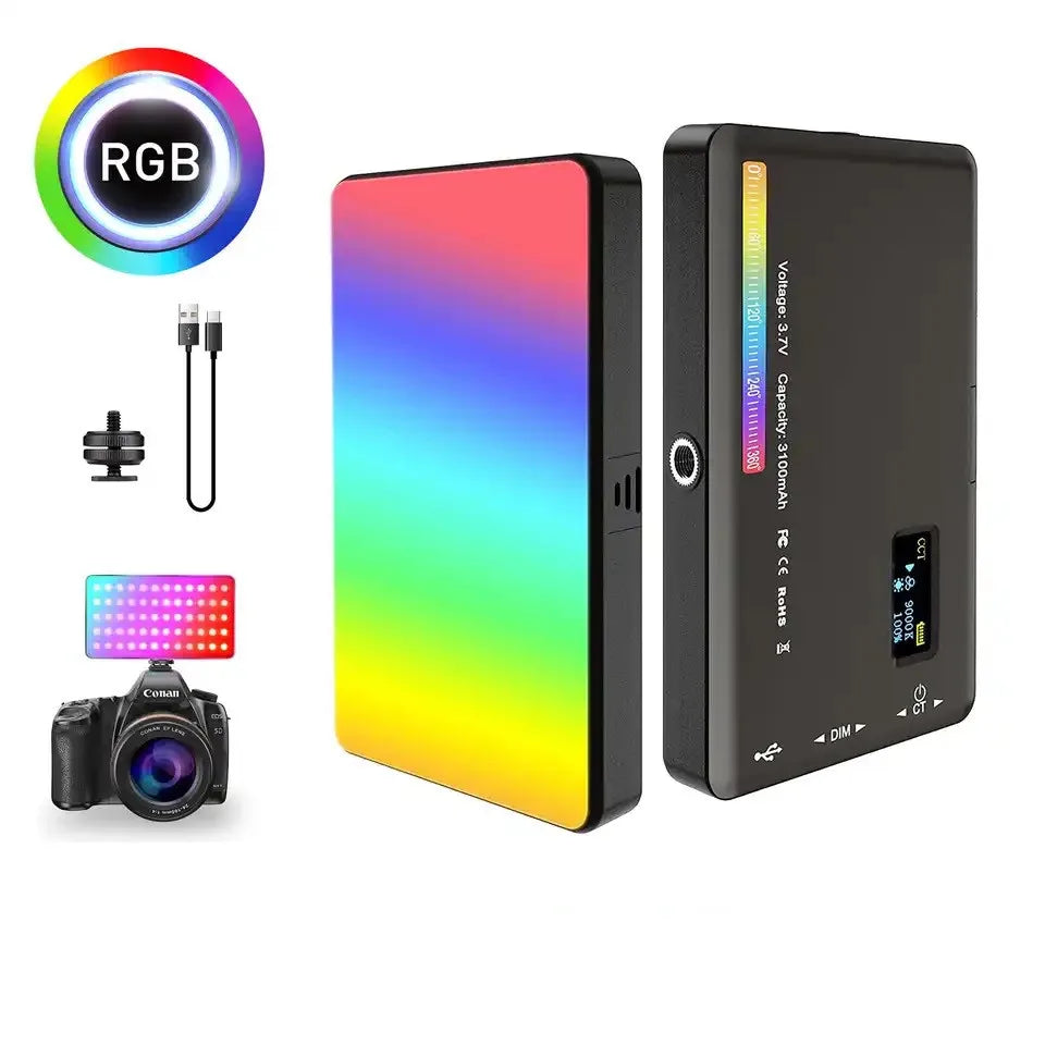 20 efeitos de luz mini RGB LED luz de vídeo fotografia painel de iluminação na câmera com CRI95 + 2500-9000K display LCD sapata fria
