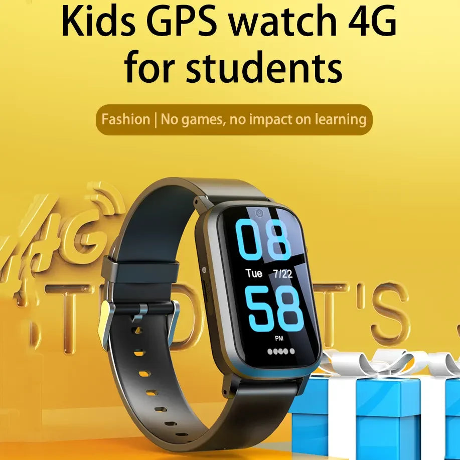 Relógio inteligente infantil 4G com câmera, Wi-Fi + posicionamento LBS, tela de 1,47" e modo de aula de 500mAh, chamada de vídeo, relógio inteligente para meninos e meninas
