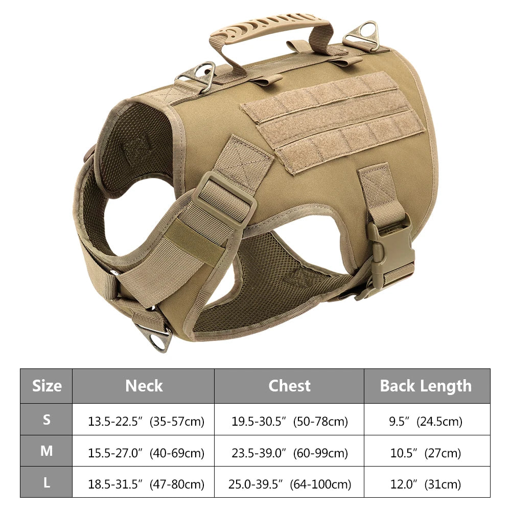 Arnês tático para cães, ajustável, sem puxar, para treinamento militar de animais de estimação, colete Molle com alça para cães de médio e grande porte, para caminhadas ao ar livre