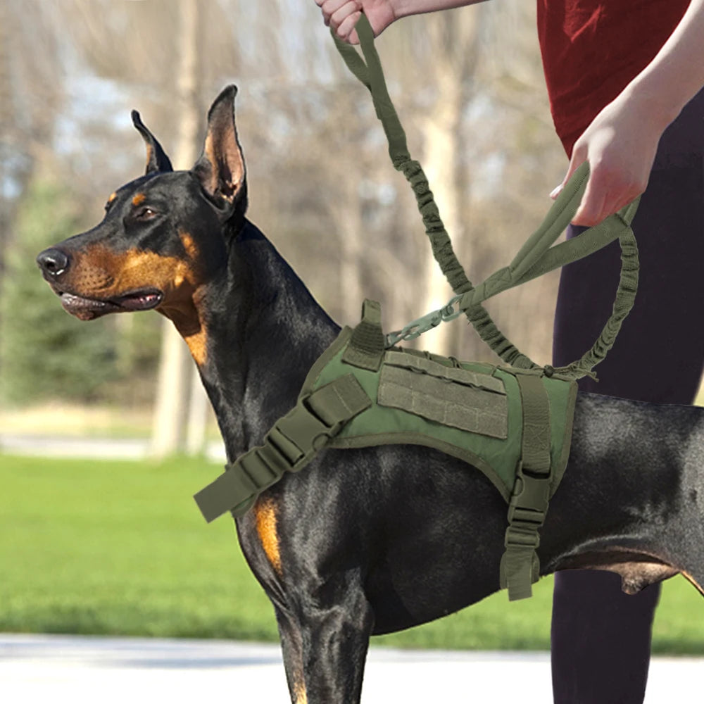 Arnês tático para cães, ajustável, sem puxar, para treinamento militar de animais de estimação, colete Molle com alça para cães de médio e grande porte, para caminhadas ao ar livre