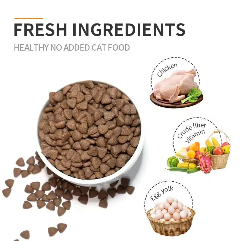 Fábrica de ração chinesa OEM para gatos, alta nutrição, 10 kg, sabor frango, ração seca, bom preço, sem grãos, atacado, fornecimento a granel