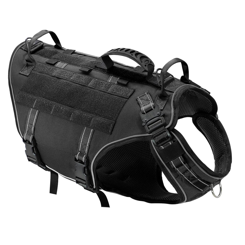 Arnês tático para cães, ajustável, sem puxar, para treinamento militar de animais de estimação, colete Molle com alça para cães de médio e grande porte, para caminhadas ao ar livre