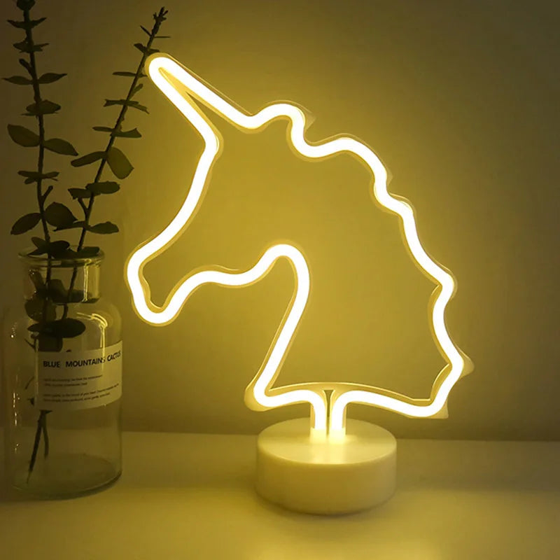 Luz de neon LED USB para letreiro, lâmpada noturna de flamingo para festas de Natal, decoração de casamento, presente para casa, luz de neon em forma de coração