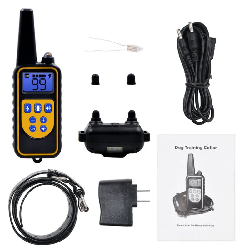 Coleira elétrica para treinamento de cães, antilatidos, à prova d'água, recarregável, controle remoto para animais de estimação, para todos os tamanhos, choque, vibração, som