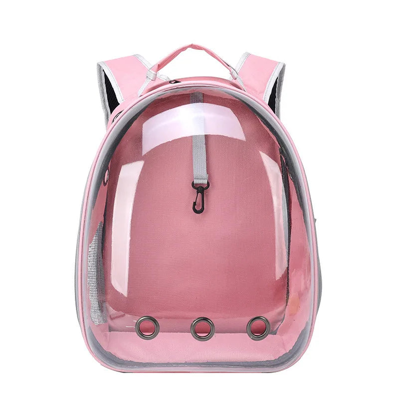 Mochila transparente para transporte de animais de estimação, grande capacidade, portátil, para cães e gatos, com zíper, respirável e resistente para transporte em viagens