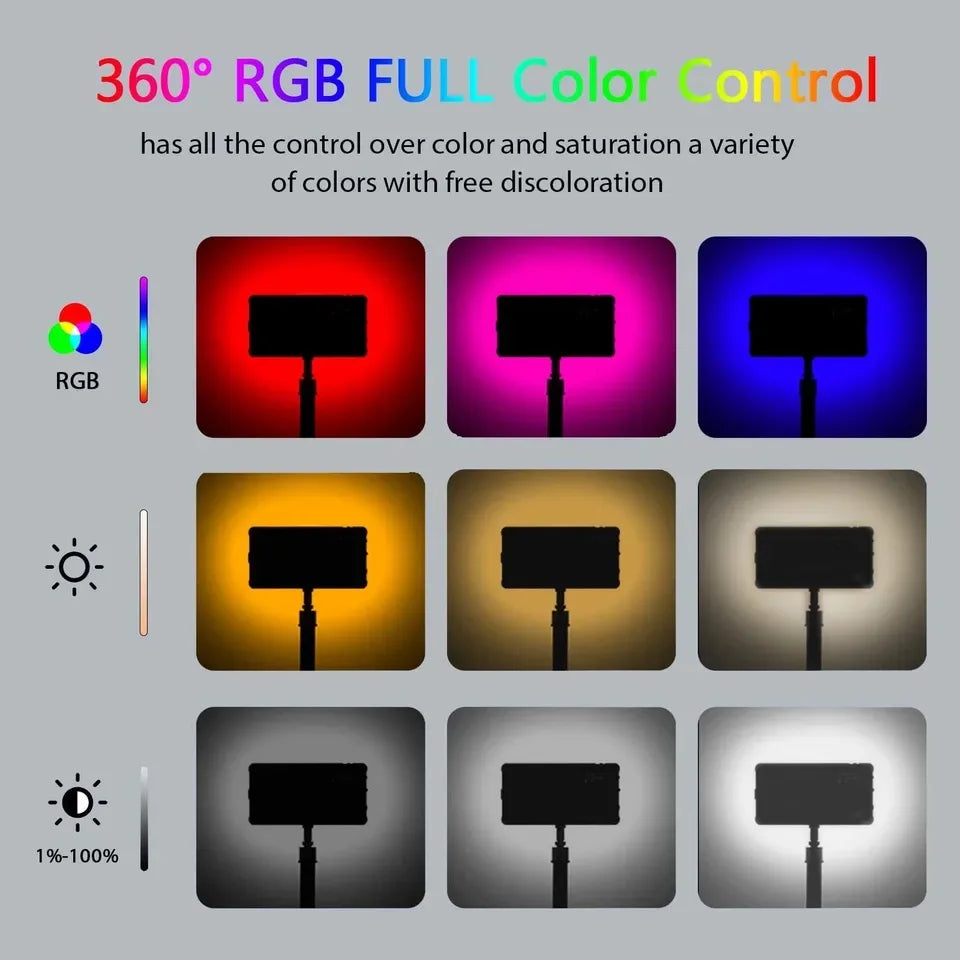 20 efeitos de luz mini RGB LED luz de vídeo fotografia painel de iluminação na câmera com CRI95 + 2500-9000K display LCD sapata fria