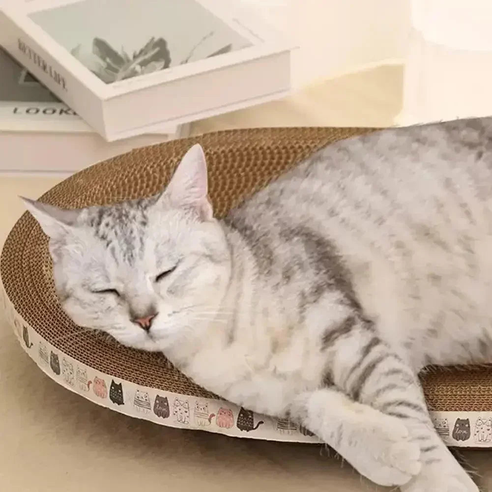 Cat Scratcher Cardboard Cat Scratcher Bed Corrugated Oval Cat Scratch Pad Board Claw Toys for Cats Wear-Resistant Cat Bed Nest