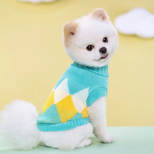 Suéter com estampa de barra quente para animais de estimação, outono/inverno 2025, elástico, duas pernas, coleira, cachorro, gato, roupas de lã tricotadas