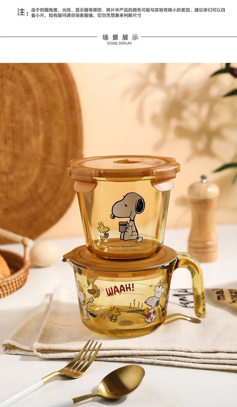 Lancheira de aço inoxidável multicamadas Snoopy com vidro fumê, lancheira térmica portátil para alimentos, piquenique, escritório, crianças, trabalhadores, escola, Bento