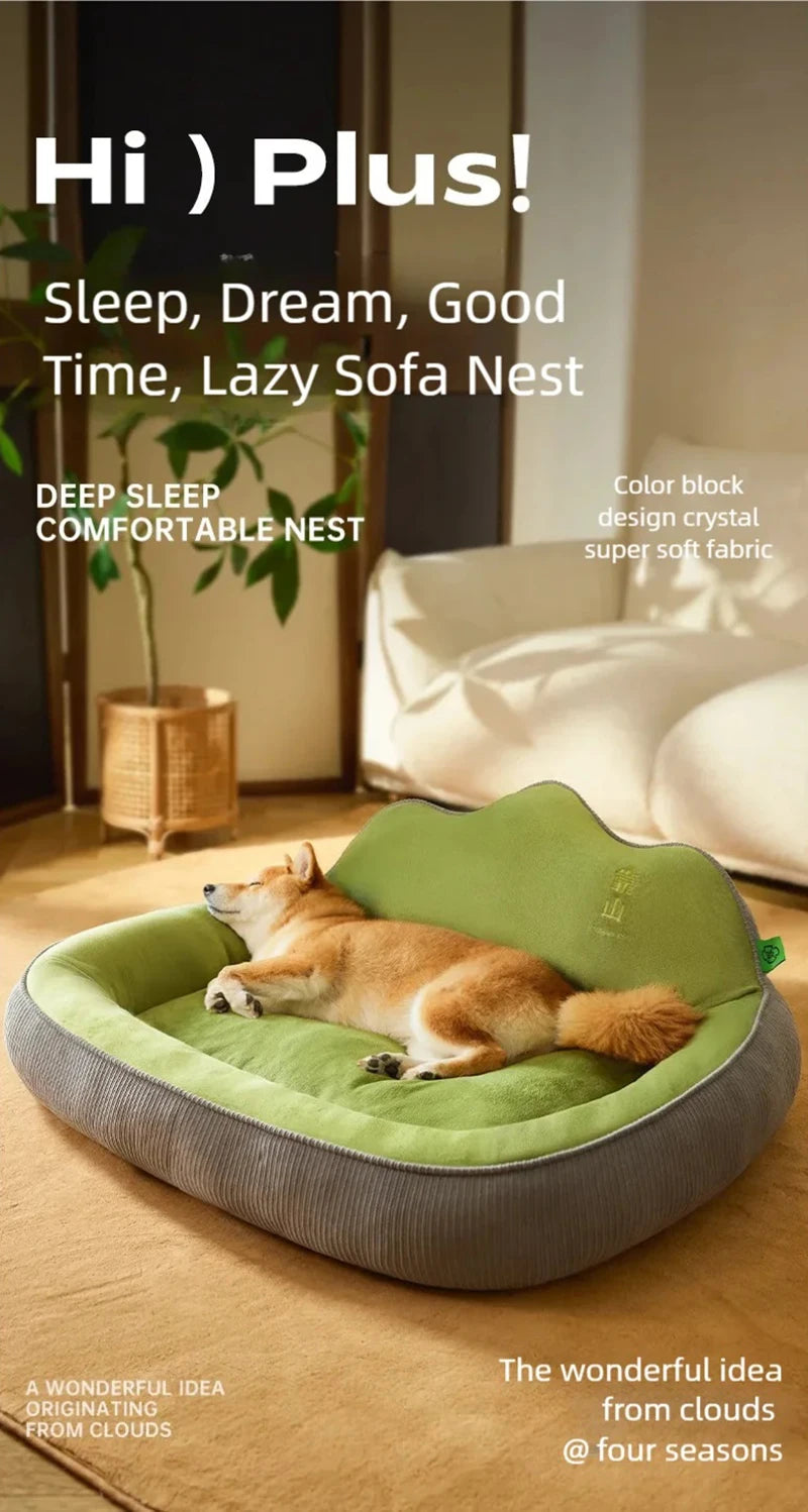 New dog bed with increased height and thickness, leaning against the mountain bed and pillow for neck protection, pet bed for sl