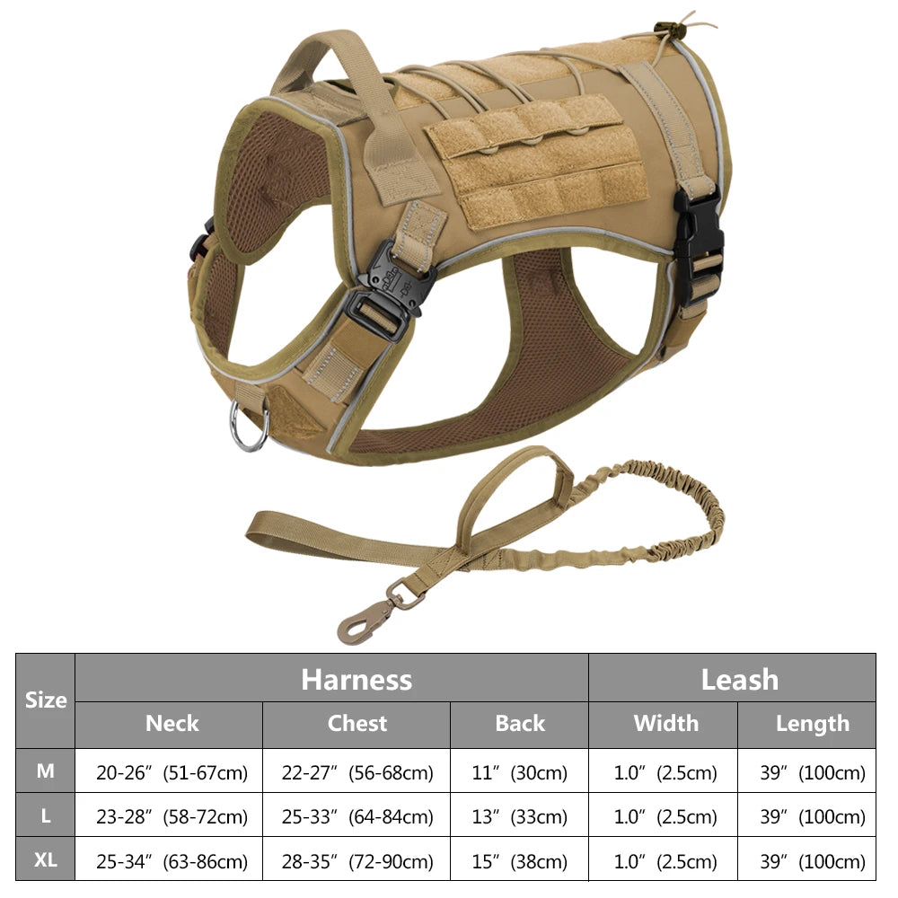 Arnês tático para cães, ajustável, sem puxar, para treinamento militar de animais de estimação, colete Molle com alça para cães de médio e grande porte, para caminhadas ao ar livre