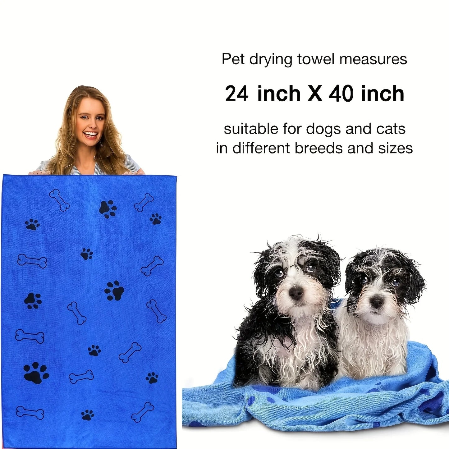 Toalha de microfibra de secagem rápida para cães, 1 peça, absorvente, produto para banho de animais de estimação, toalha de banho de secagem rápida, pano de limpeza de carro, suprimentos para animais de estimação