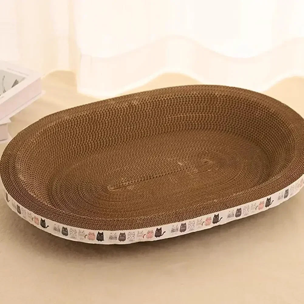 Cat Scratcher Cardboard Cat Scratcher Bed Corrugated Oval Cat Scratch Pad Board Claw Toys for Cats Wear-Resistant Cat Bed Nest