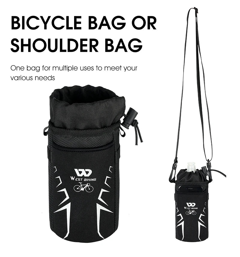WEST BIKING Suporte para Garrafa de Bicicleta Ciclismo Garrafa de Água Bolsa Refletiva Chaleira MTB Bicicleta de Estrada Bolsa de Guidão Acessórios