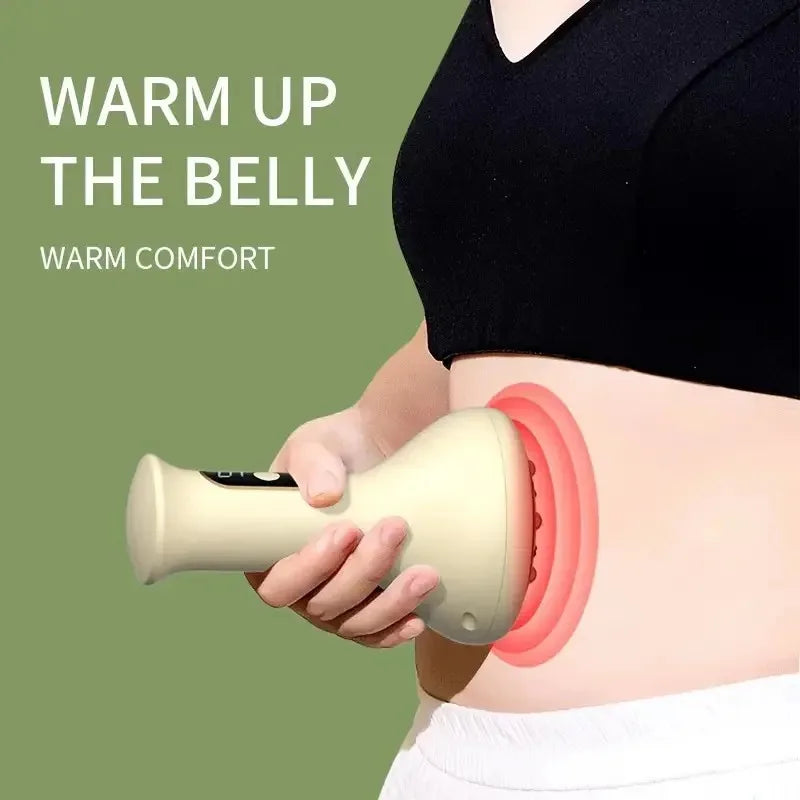 Massageador abdominal recarregável USB para compressa quente e intensidade ajustável de ventosas Guasha, massagem portátil para braços e pernas