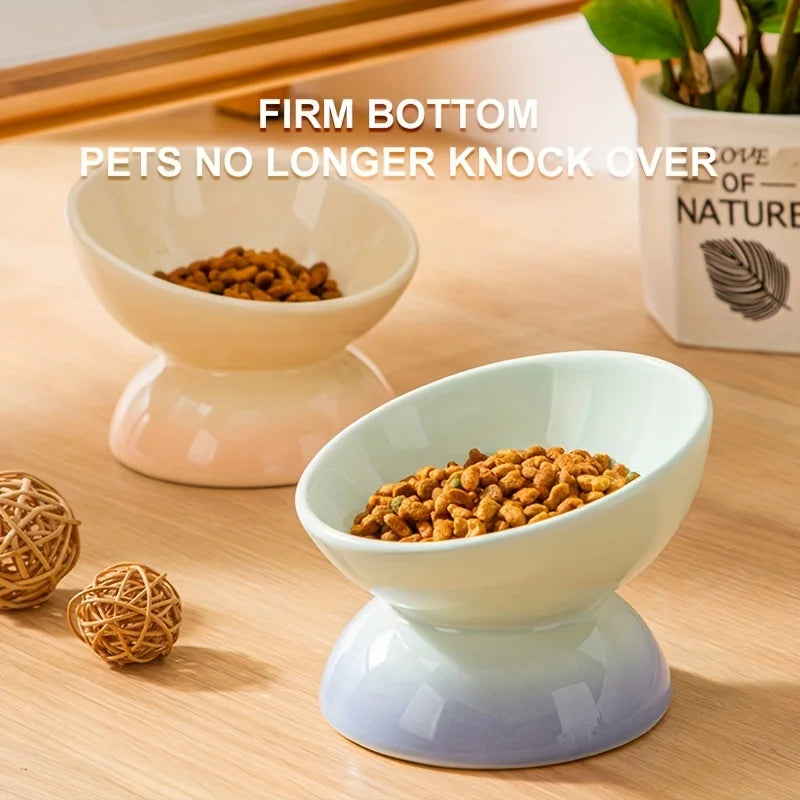 Tigela para gatos, Tigelas elevadas de cerâmica para alimentos de animais de estimação - Perfeitas para cães e gatos - Reduz a tensão no pescoço e melhora a digestão