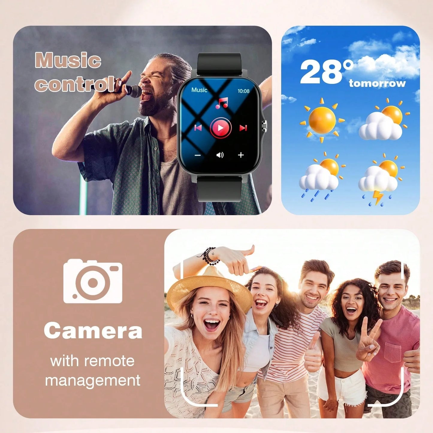 Relógio inteligente XiQeer para mulheres e homens, relógio de pulso com Bluetooth, reprodutor de chamadas, música, fitness, esportivo, pulseira, monitor de sono, relógios digitais
