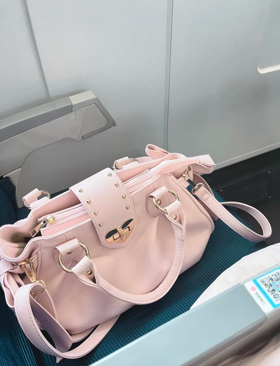 Bolsa de mão rosa com laço doce Lolita, bolsa feminina Harajuku Love Heart, bolsa transversal macia, bolsa de ombro feminina Kawaii de grande capacidade