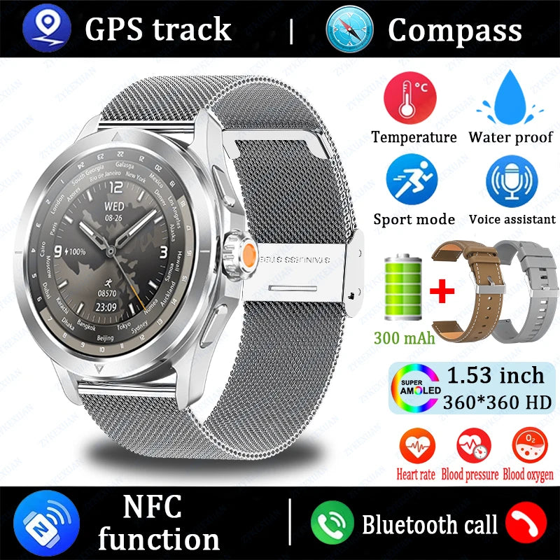 Novo 2025 para Xiaomi S4 Ultra Smart Watch Masculino AMOLED Esporte ao Ar Livre NFC GPS Rastreador de Frequência Cardíaca À Prova D'água Bluetooth Chamada Smartwatch