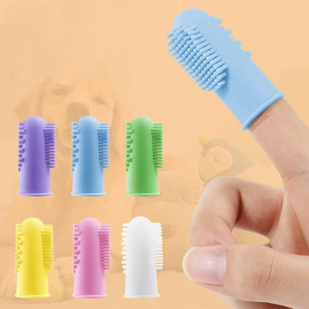 Silicone Pet Finger Toothbrush Bite Resistant Soft Cats Mouth Cleaner 360° Cleaning Pet Teeth Cleaning Fingertips for Cats Dogs
